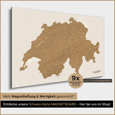 Schweiz-Karte TRAVEL® Magnet-Poster – in 21 Farben
