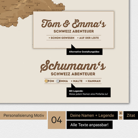 Schweiz-Karte TRAVEL® Magnet-Poster – in 21 Farben