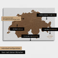 Vielfältige Konfigurationsmöglichkeiten einer Schweiz-Karte in Braun