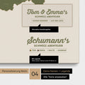 Pinnwand Leinwand einer Schweiz-Karte in Olive Green mit Personalisierung als Logo mit Familiennamen