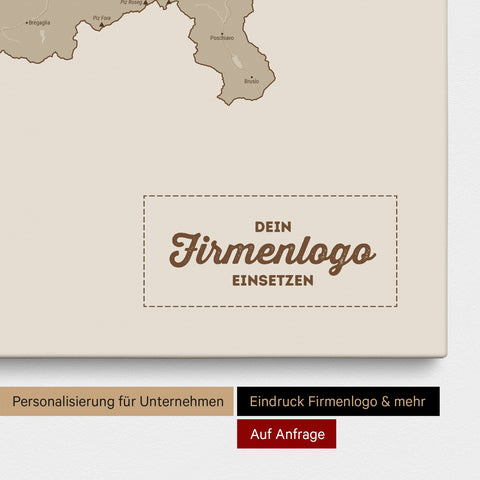 Schweiz-Karte als Pinn-Leinwand in Desert Sand (Beige) mit Eindruck eines Firmenlogos