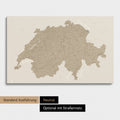 Neutrale und schlichte Standard-Ausführung einer Schweiz-Karte als Pinn-Leinwand in Treasure Gold