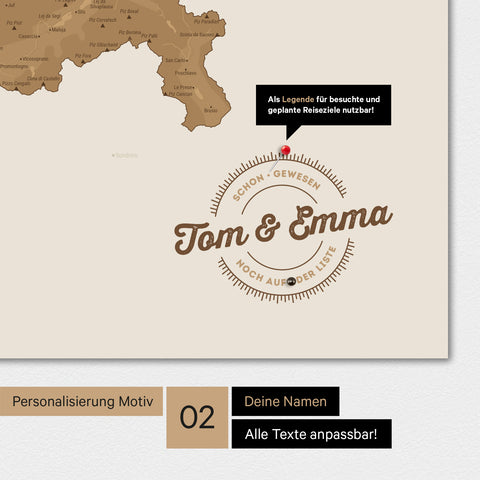 Switzerland Map TRAVEL® Premium Poster – in 21 colors