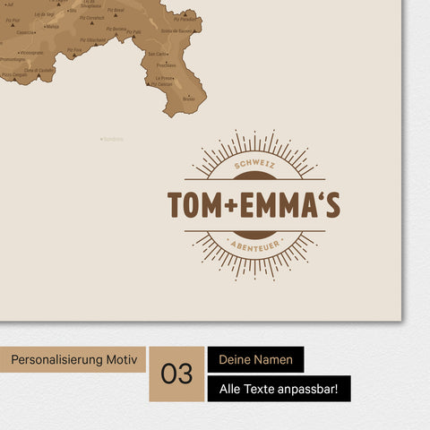 Switzerland Map TRAVEL® Premium Poster – in 21 colors