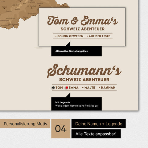 Switzerland Map TRAVEL® Premium Poster – in 21 colors