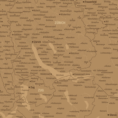 Switzerland Map TRAVEL® Premium Poster – in 21 colors