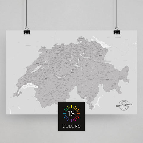 Schweiz Landarte als Poster zum Pinnen und Markieren von Reisezielen
