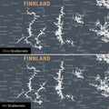 Skandinavien-Karte Leinwand in Denim Blue wahlweise mit oder ohne Straßennetz