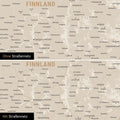 Skandinavien-Karte Leinwand in Gold wahlweise mit oder ohne Straßennetz