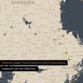 Ausschnitte einer Skandinavienkarte mit der Region Stockholm in Schweden als Pinn-Leinwand in Hale Navy mit 2.900 Orten