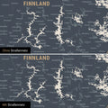 Skandinavien-Karte Leinwand in Navy Light wahlweise mit oder ohne Straßennetz