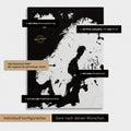 Konfigurationsmöglichkeiten einer Skandinavien-Landkarte als Pinn-Leinwand in Dark Black (Schwarz-Weiss) 