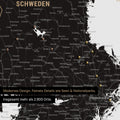 Ausschnitte einer Skandinavienkarte mit der Region Stockholm in Schweden als Pinn-Leinwand in Light Black mit 2.900 Orten