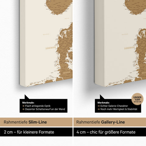 Scandinavia Map TRAVEL® Canvas Push Pin Board – Bronze