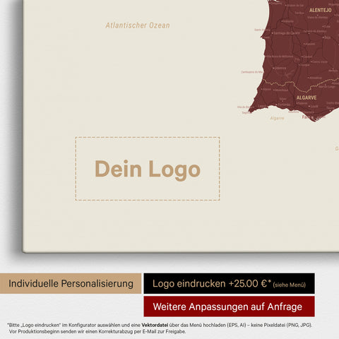 Spain & Portugal Push Pin Map TRAVEL® – Bordeaux Red