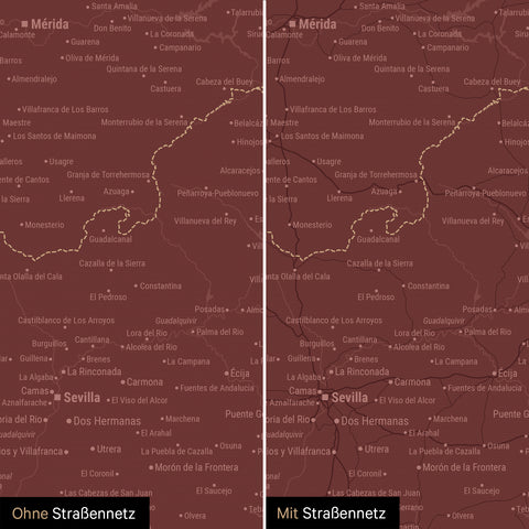 Spain & Portugal Push Pin Map TRAVEL® – Bordeaux Red