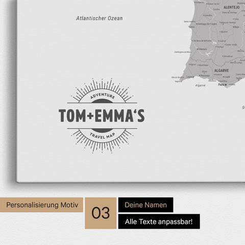 Carte Espagne & Portugal TRAVEL® Carte à épingles – Coolgray