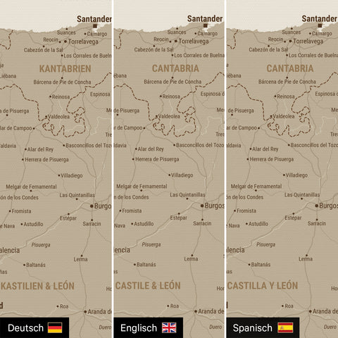 Spain & Portugal Push Pin Map TRAVEL® – Desert Sand