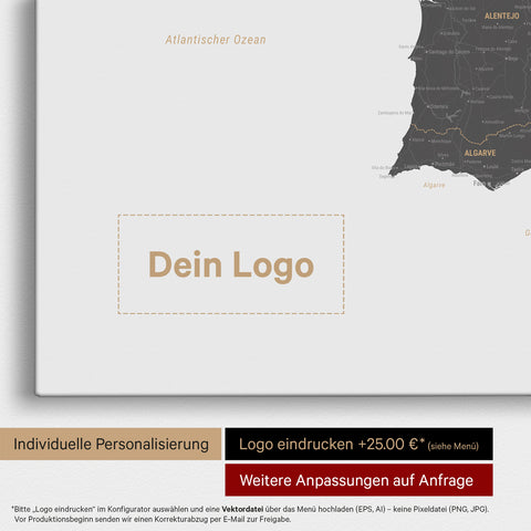 Carte Espagne & Portugal TRAVEL® Carte à épingles – Gris clair