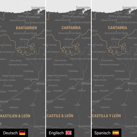 Carte Espagne & Portugal TRAVEL® Carte à épingles – Gris clair