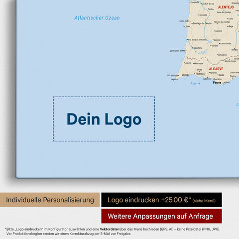 Spanien & Portugal-Karte TRAVEL® Pinn-Leinwand – Multicolor Classic