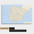 Neutrale Standard Ausführung der detaillierten Spanien- & Portugal-Karte als Pinnwand Leinwand in Multicolor Classic ohne Personalisierung
