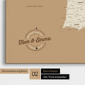 Spanien- & Portugal-Karte Pinn-Leinwand in Treasure Gold mit Personalisierung als rundes Logo, das eine Legende für bereits besuchte Reiseziele im Rundtext beinhaltet