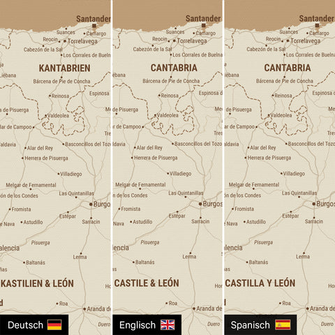 Spain & Portugal Push Pin Map TRAVEL® – Treasure Gold