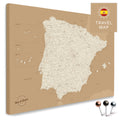Spanien- & Portugal-Landkarte in der Farbe Treasure Gold in einem modernen, minimalistischem Design als Leinwand zum Pinnen von Reisen und Orten