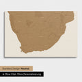 Neutrale und schlichte Standard-Ausführung einer Südafrika-Karte als Pinn-Leinwand in Bronze