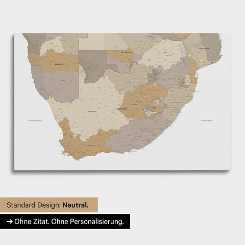 Neutrale und schlichte Standard-Ausführung einer Südafrika-Karte als Pinn-Leinwand in Multicolor Beige