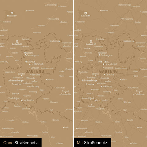 Südafrika-Karte TRAVEL® Pinn-Leinwand – Sonar Black