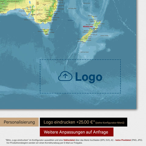 Topografische Weltkarte TRAVEL® Design Premium Poster – Multicolor Topo