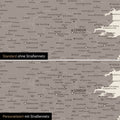 Vergleich einer England-Karte in Farbe Warmgray (Braun-Grau) mit und ohne Straßennetz