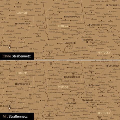 Carte magnétique des USA TRAVEL® Tableau magnétique – en 21 couleurs