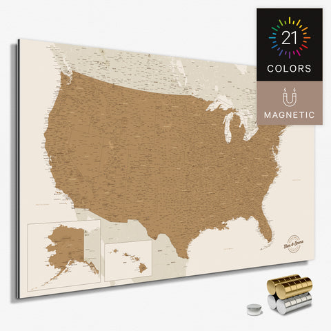Magnetische USA-Karte als Magnetboard zum Pinnen und Markieren von Reisezielen kaufen