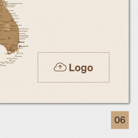 Personalisierung mit Logo-Eindruck von einer USA-Landkarte von Breuer's Weltkarten
