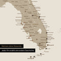 Sehr detaillierte USA Amerika Karte als Pinn-Leinand in Beige zeigt Reiseziele in Florida