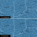 USA Amerika Karte Pinn-Leinwand in Blau optional mit dem Straßennetz der größten Highways und Interstates