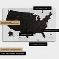 Vielfältige Konfigurationsmöglichkeiten einer USA Amerika Landkarte in Light Black