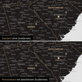 USA Amerika Karte Leinwand in Light Black wahlweise mit dem Straßennetz der wichtigsten Highways und Interstates