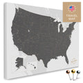 USA Amerika Karte in Light Gray mit sehr hohem Detailgrad als Pinnwand Leinwand zum Pinnen und Markieren von Reisezielen kaufen