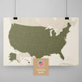 USA Amerika Landkarte in Olive Green mit sehr hohem Detailgrad als Poster kaufen