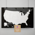 USA Amerika Landkarte in Dark Black mit sehr hohem Detailgrad als Poster kaufen