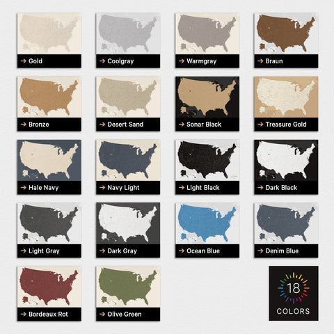 USA Amerika Landkarte in 18 unterschiedlichen Farben kaufen
