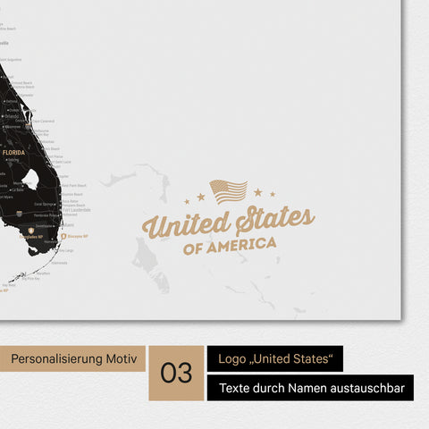 Poster einer USA Amerika Karte mit eingedrucktem Logo „United States"