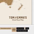 Magnet Board World Map ANTARCTICA in Bronze with Personalization in Vintage Style