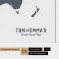 Magnetboard Weltkarte ANTARCTICA in Denim Blue mit Personalisierung im Vintage-Stil
