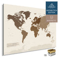 Magnetische Weltkarte ANTARCTICA mit Antarktis als massives Magnetboard in der Farbe Multicolor Braun, in einem modernen, minimalistischem Design zum Pinnen und Markieren von Reisezielen mit Magneten