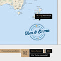 Personalisierte magnetische Weltkarte ANTARCTICA in Multicolor Classic mit rundem Logo, das eine Legende für bereits besuchte Reiseziele beinhaltet
